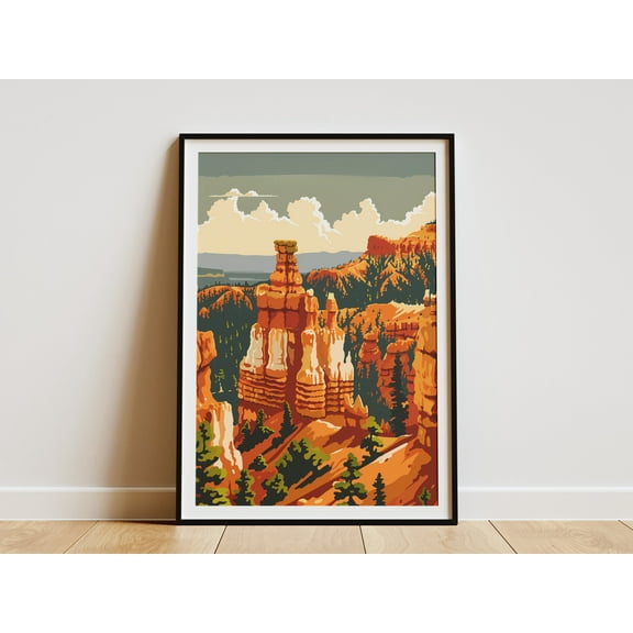 Bryce Canyon National Park Poster Vintage Travel Poster Utah Landscape Art Print National Park Art - Poster Unframed