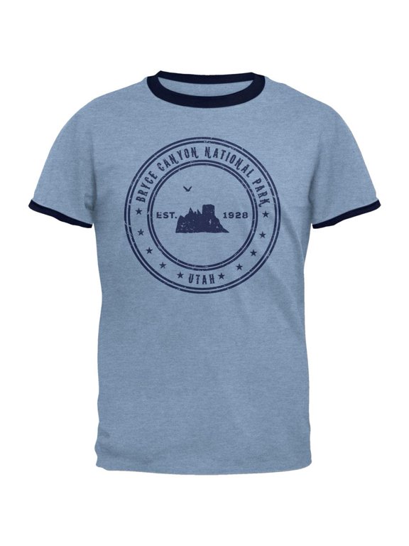 Bryce Canyon National Park Vintage Heather Blue Men's Ringer T-Shirt - Small