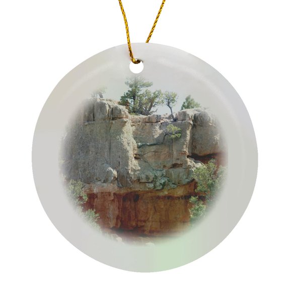 3drose, Bryce Canyon with Dark Red and White Rock Formations, Circle Porcelain Ornament