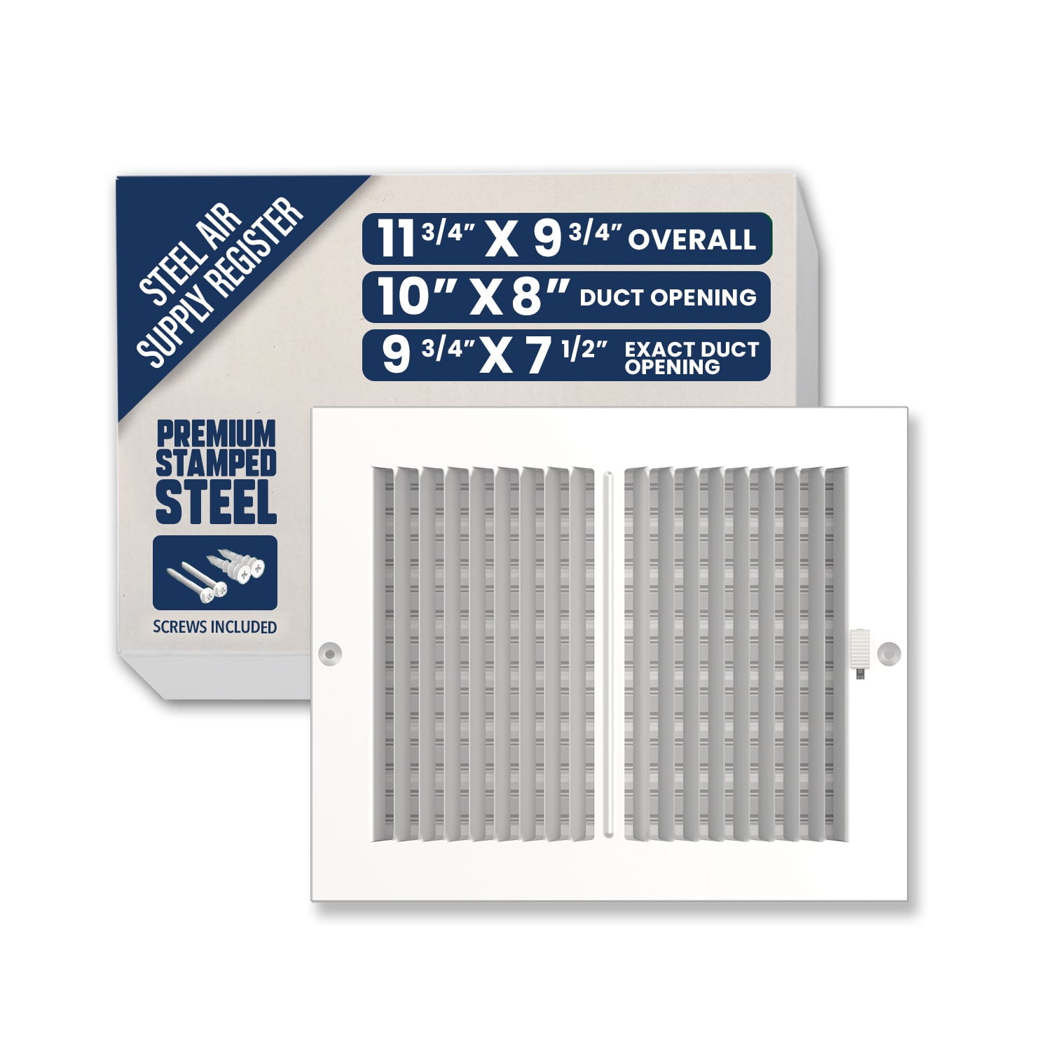 Bryce Hardware 10" x 8" Air Supply Vent Cover, Solid Steel, White ...