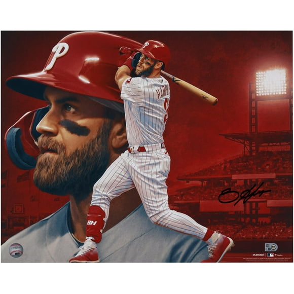 Bryce Harper Philadelphia Phillies Autographed 16" x 20" Photo Print - Art by Brian Konnick - Fanatics Authentic Certified