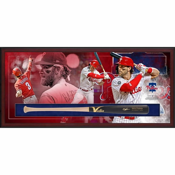 Bryce Harper Philadelphia Phillies Framed Autographed Black Barrel Blonde Handle Victus Game Model Bat Shadow Box - Fanatics Authentic Certified