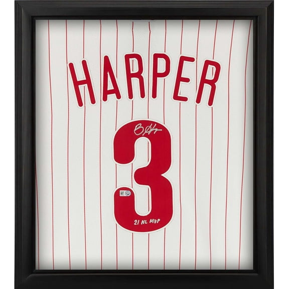 Bryce Harper Philadelphia Phillies Framed Autographed White Authentic Jersey Shadowbox with "21 NL MVP" Inscription - Fanatics Authentic Certified