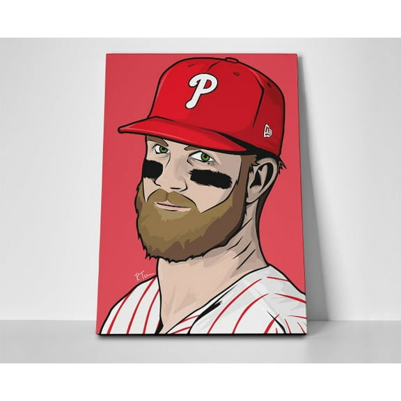 Bryce Harper Phillies Cartoon Poster or Wrapped Canvas