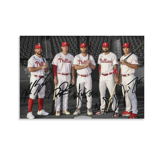 Bryce Harper Schwarber Realmuto Hoskins Castellanos Signed Poster Poster Cool Artworks Painting Wall Art Canvas Prints Hanging Picture Home Decor Posters Gift 16x24inch(40x60cm)