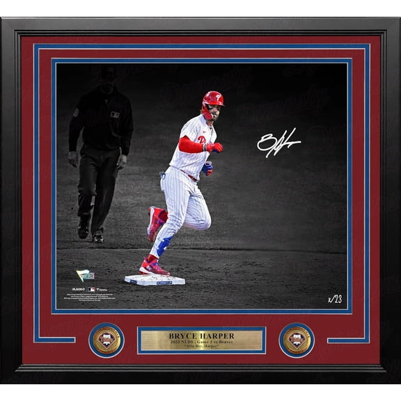 Bryce Harper Stares Down Arcia Philadelphia Phillies Autographed 16" x 20" Framed Blackout Photo Limited to 23 - Fanatics Authenticated