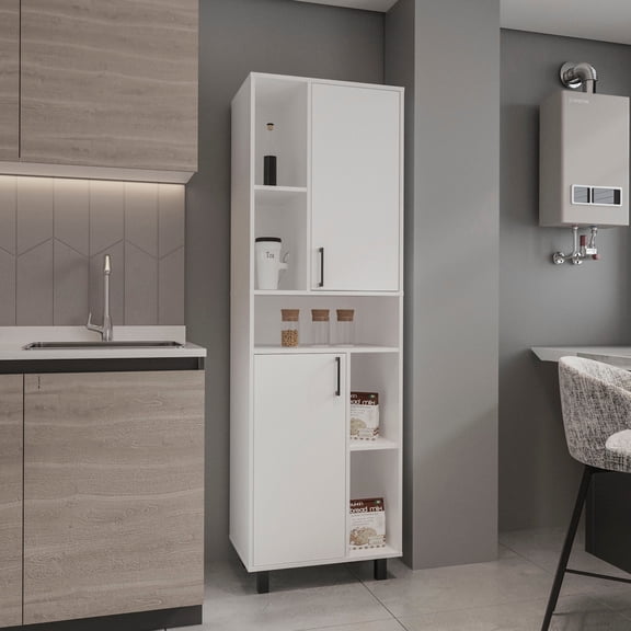 Bryce Pantry Cabinet with Two Doors and Multiple Storage Compartments, Tall Freestanding Storage