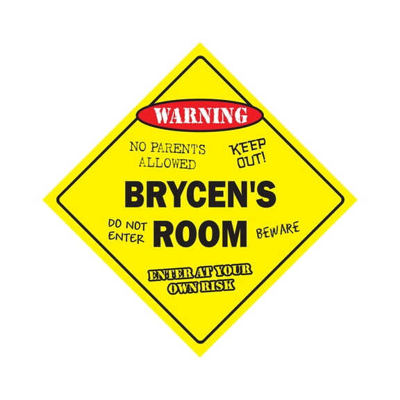 Brycen's Room Sign Crossing Zone Xing | Indoor/Outdoor | 12" Tall kids bedroom decor door children's name boy girl