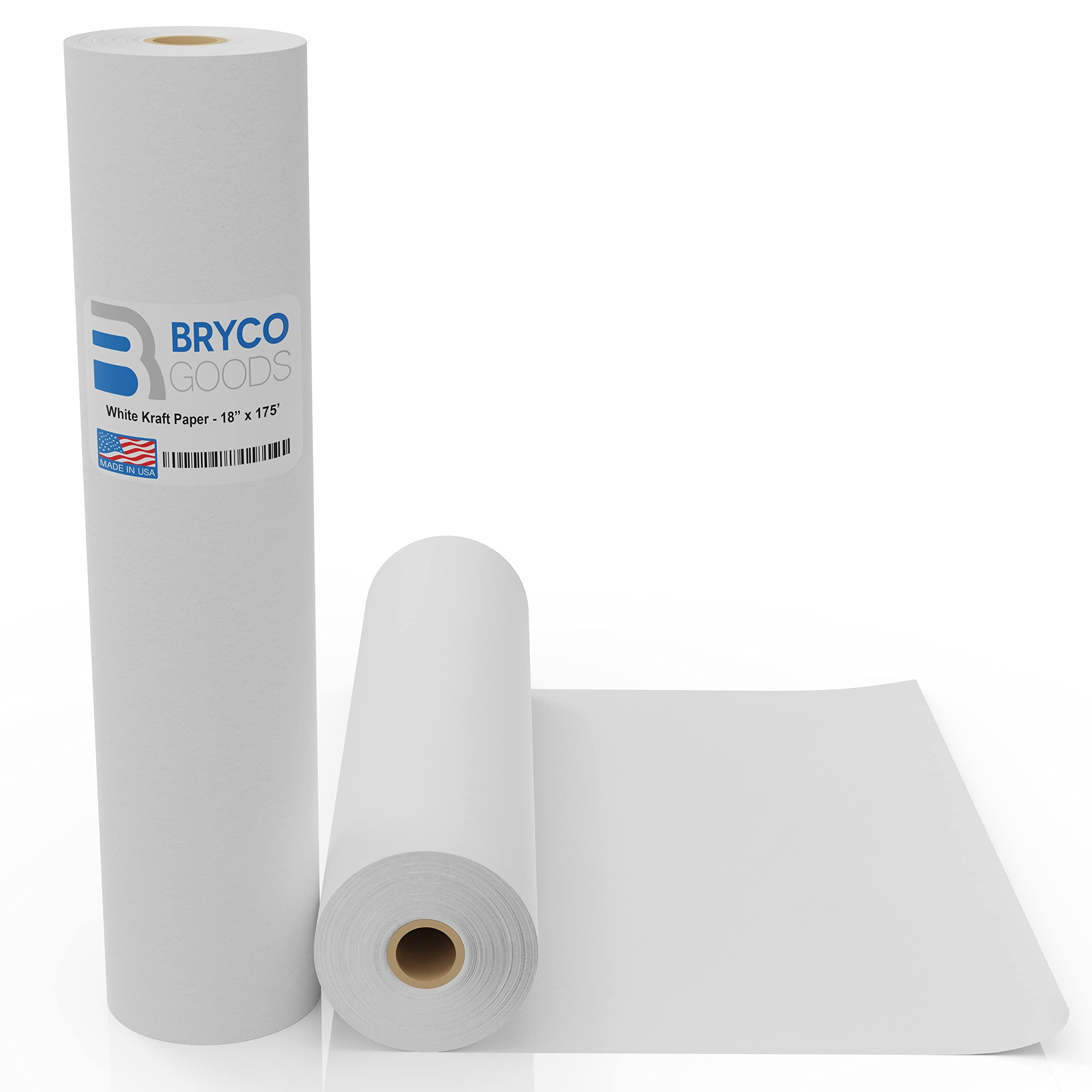 Bryco Goods 18”x2100” (175’) White Kraft Paper Roll for Painting ...
