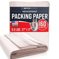 Bryco Goods Packing Paper Sheets for Moving - 5lb - 160 Sheets of Newsprint Paper - Must Have in Your Moving Supplies - 27" x 17" - Made in USA