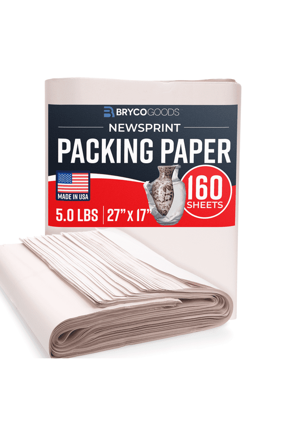 Packing Paper Sheets for Moving - 5lb - 160 Sheets of Newsprint Paper - Must Have in Your Moving Supplies - 27" x 17" - Made in USA