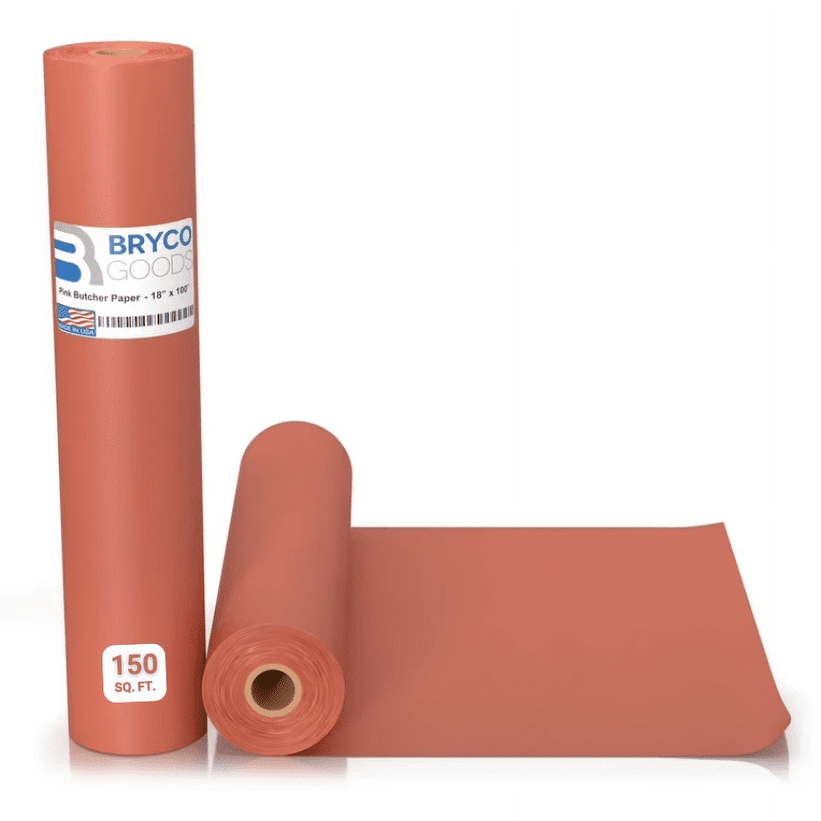 Bryco Goods Pink Butcher Paper Roll, Food Grade Peach Wrapping Paper Roll for Smoking Meat of All Varieties, Unbleached, Unwaxed, and Uncoated, 18" X 1200" (100').