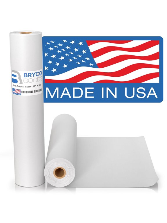 White Kraft Butcher Paper Roll - 18 Inch x 100 Feet - Made in USA - Unwaxed and Uncoated Sublimation Paper - Food-Grade Wrapping Paper for All Meat Varieties