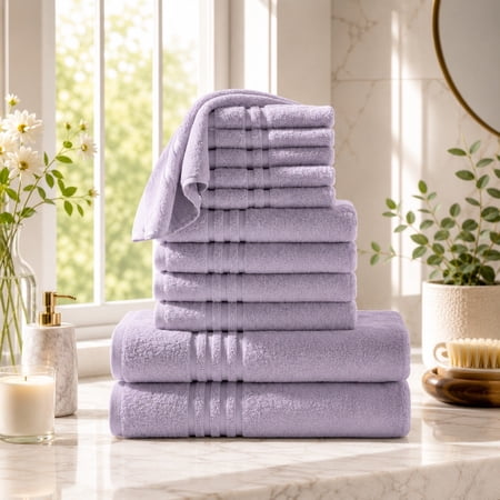 BrylaneHome 12 Piece Zero-Twist Bath Towel Set