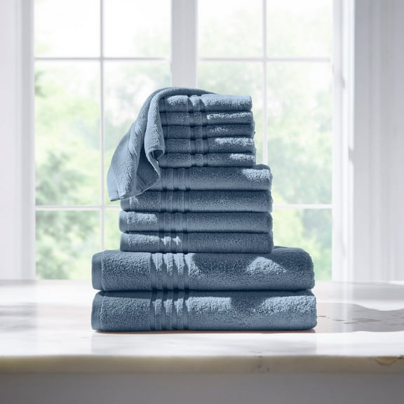 BrylaneHome 12 Piece Zero-Twist Bath Towel Set