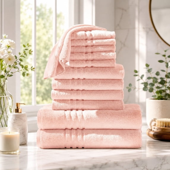 BrylaneHome 12 Piece Zero-Twist Bath Towel Set