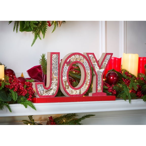 BrylaneHome 17" Laser Cut Wooden Joy Sign