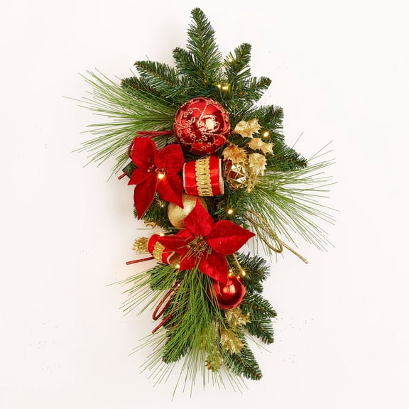 BrylaneHome 27" Pre-Lit Ribbon Swag