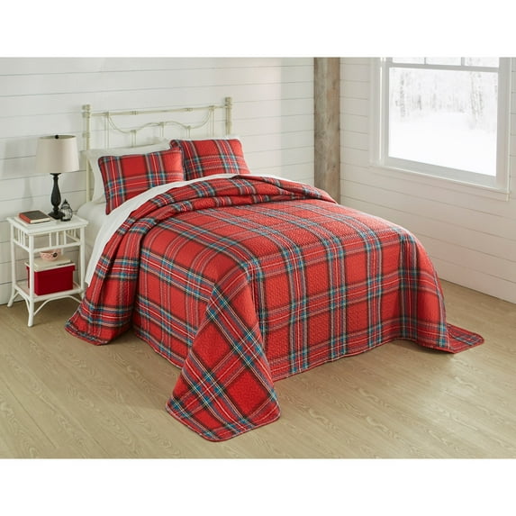 BrylaneHome 3 Piece Microfleece Christmas Bedspread Set