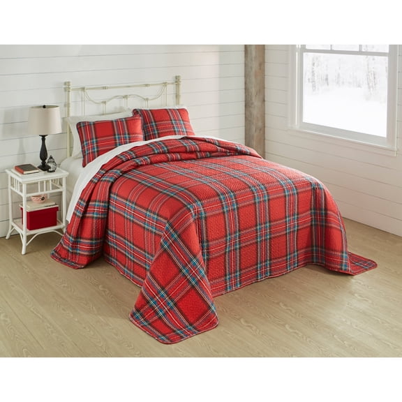 BrylaneHome 3 Piece Microfleece Christmas Bedspread Set