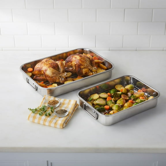 BrylaneHome 4-Pc Stainless Steel Lasagna Pan & Roaster