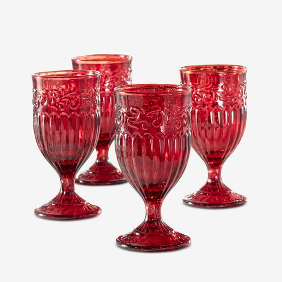 BrylaneHome 4 Piece Red Goblet Set