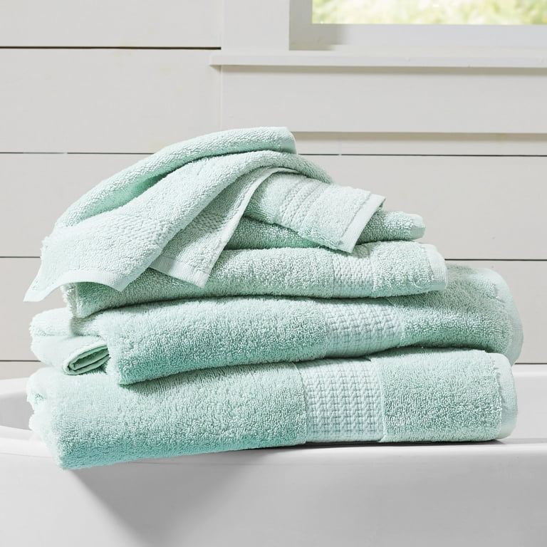 BrylaneHome 6 Piece 100% Cotton Terry Towel Set - 2 Bath Towels 2 Hand  Towels 2 Washcloths, Soft and Plush Highly Absorbent - Aqua Blue 