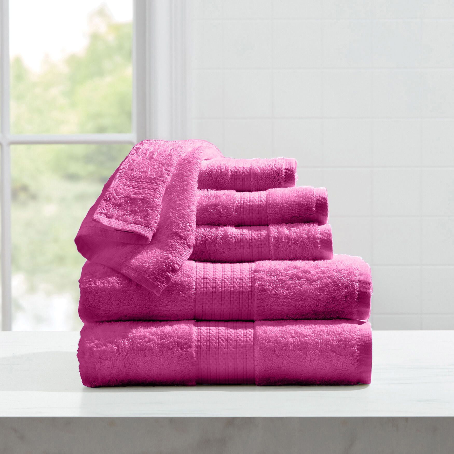 Cotton 2 Piece Bath Towel Set (Paradise Pink and Sunshine Yellow