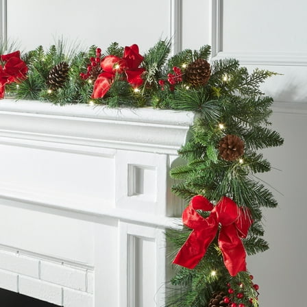 BrylaneHome 9' Pre-Lit Holiday Classic Garland