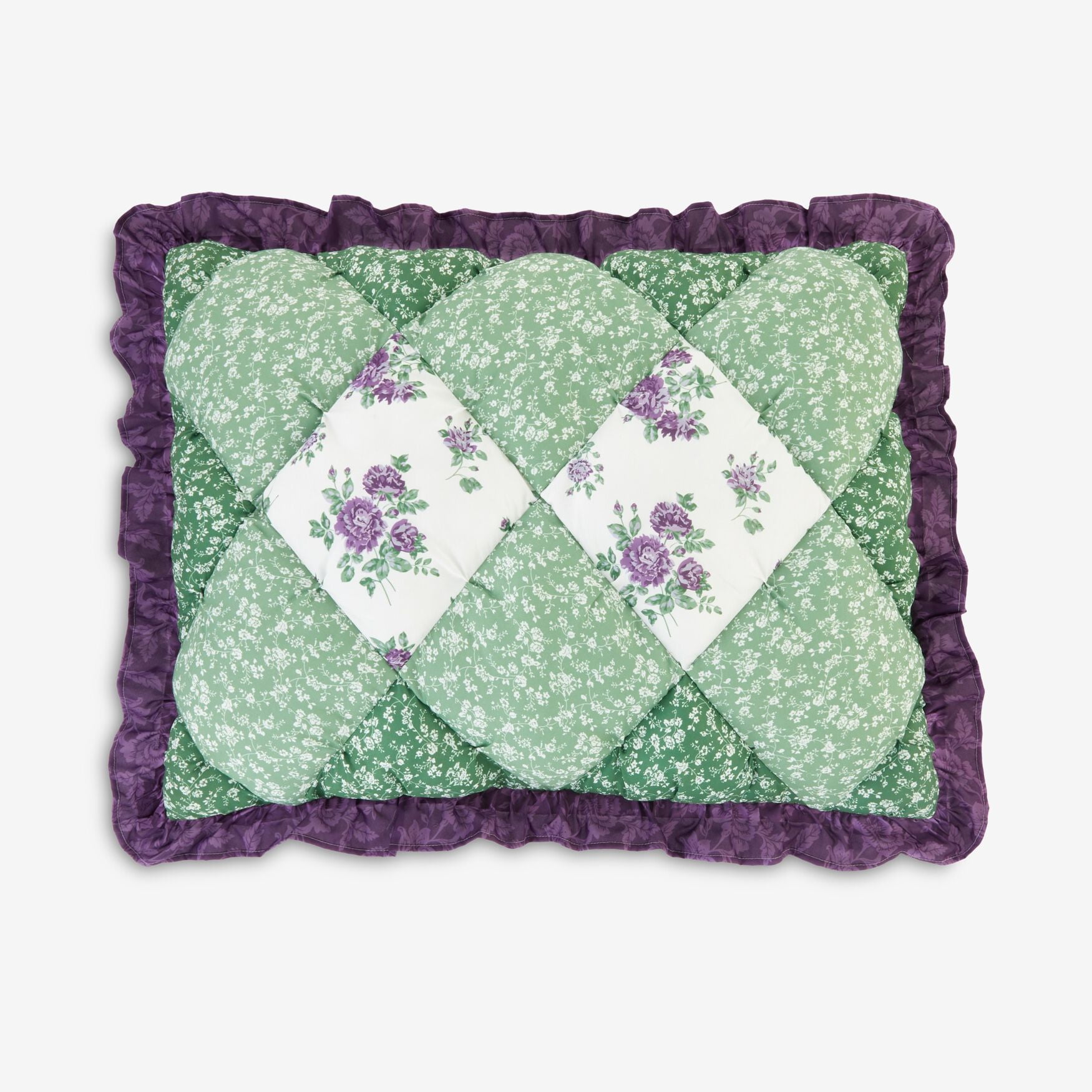 Lilac Sage Cotton Patchwork Floral Standard Sham