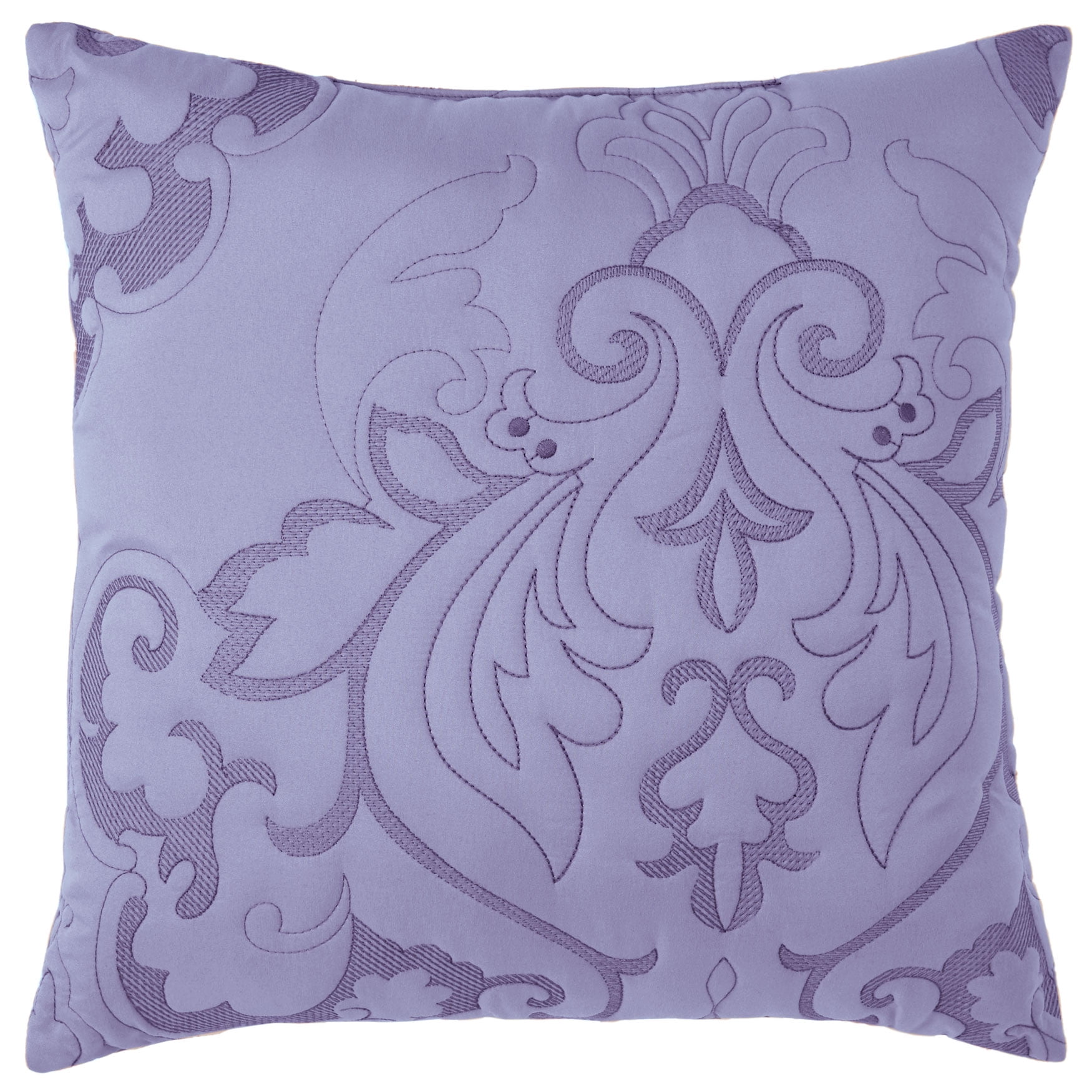 Lavender Embroidered Square Polyester Throw Pillow