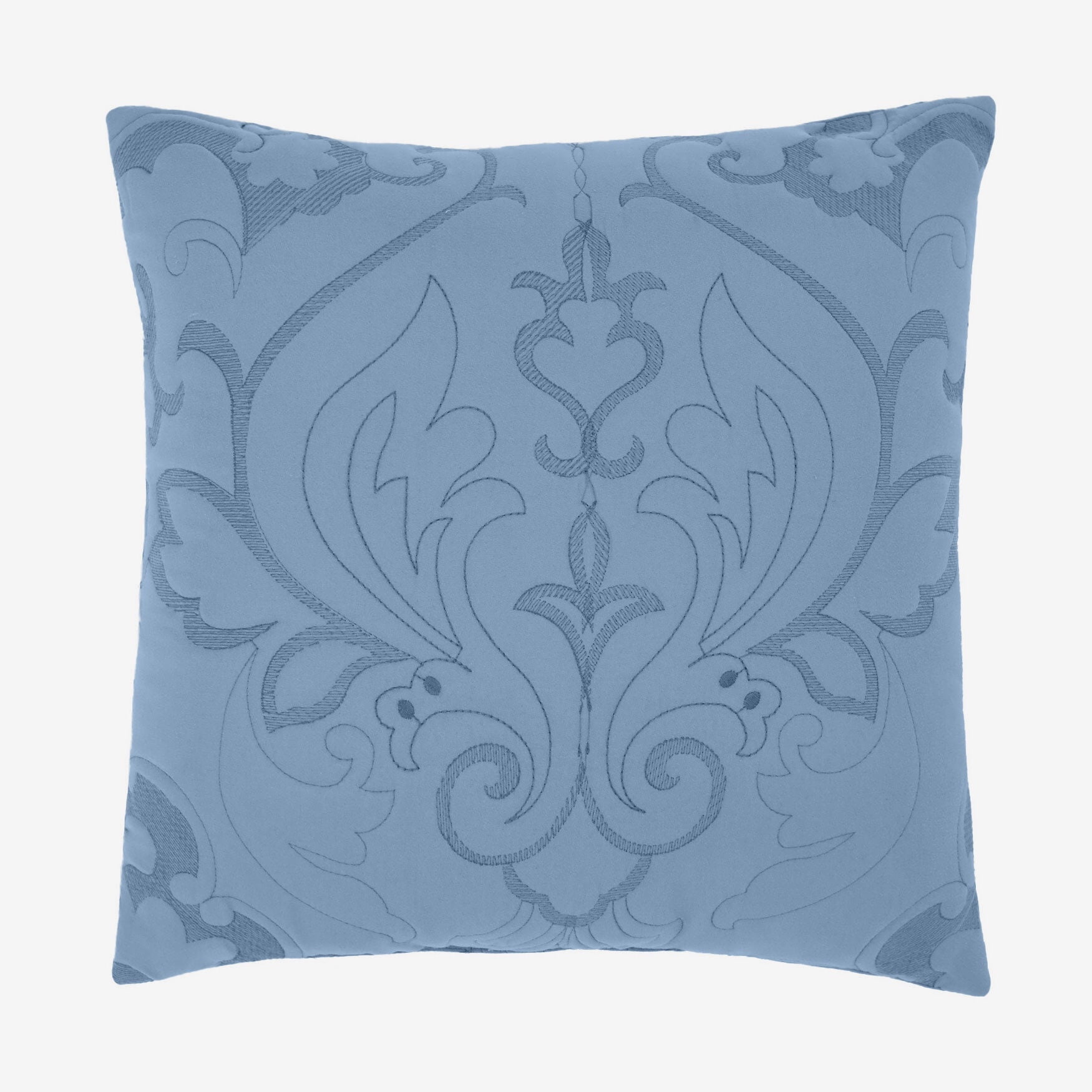 Amelia 16" Square Ashley Blue Embroidered Polyester Throw Pillow