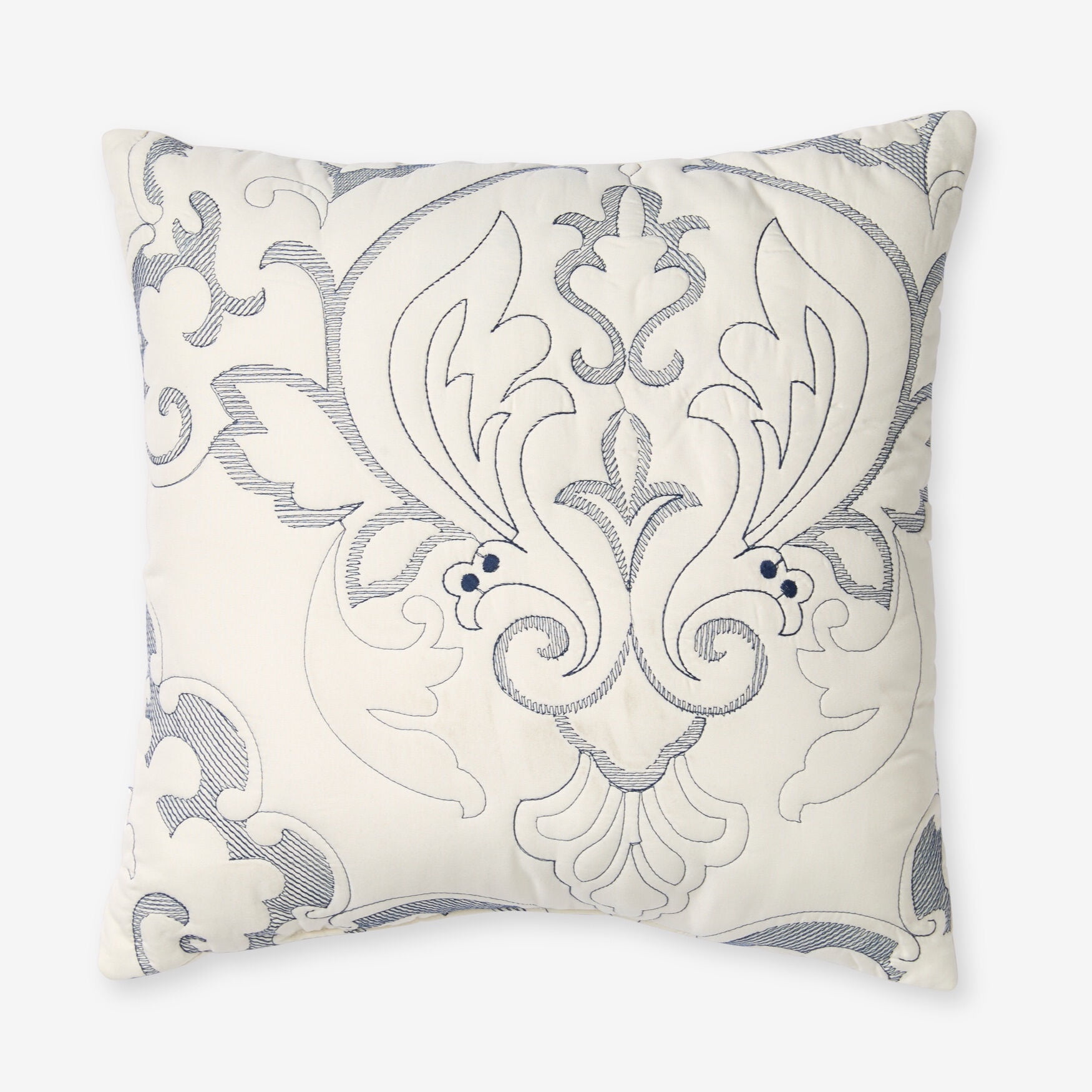 Amelia 16" Square Ashley Blue Embroidered Polyester Throw Pillow