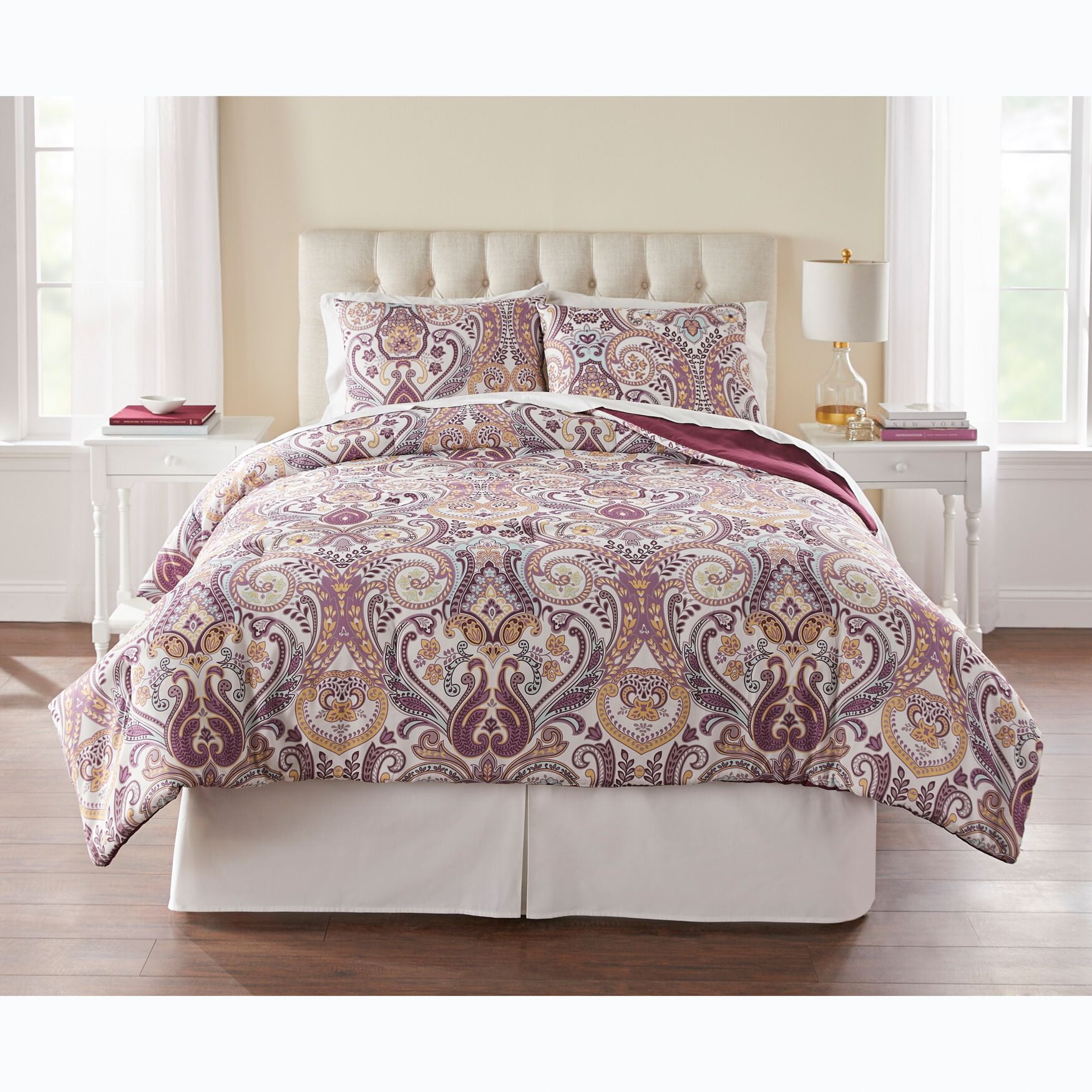King Lavender Paisley Reversible Microfiber Comforter Set