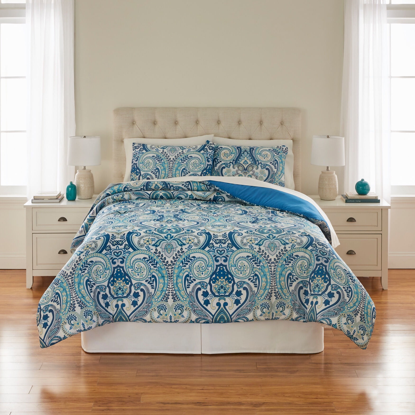 Full Peacock Paisley Microfiber Down Alternative Comforter Set