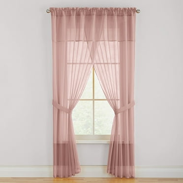 BrylaneHome BH Studio Sheer Voile 5 Piece One-Rod Curtain Set