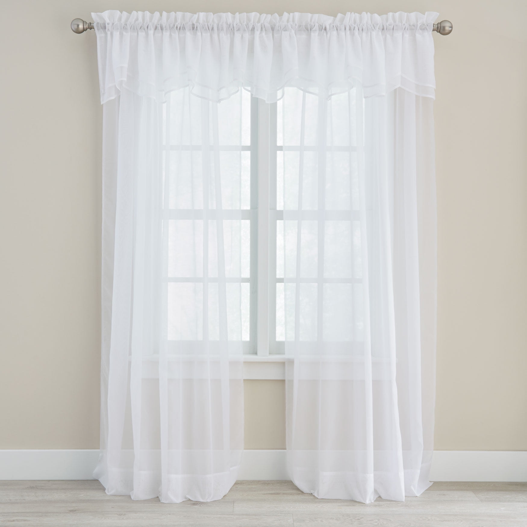 BrylaneHome BH Studio Sheer Voile Layered Valance - Walmart.com