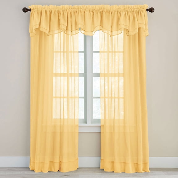BrylaneHome BH Studio Sheer Voile Layered Valance