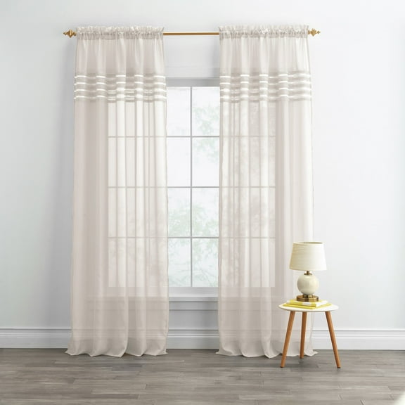 BrylaneHome BH Studio Sheer Voile Pleated Rod-Pocket Panel