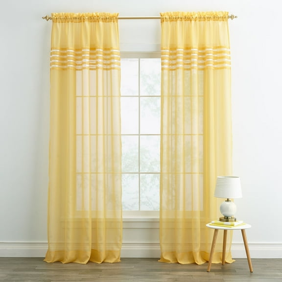 BrylaneHome BH Studio Sheer Voile Pleated Rod-Pocket Panel