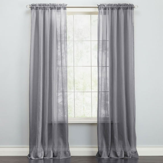 BrylaneHome BH Studio Sheer Voile Rod-Pocket Panels -Set Of 2