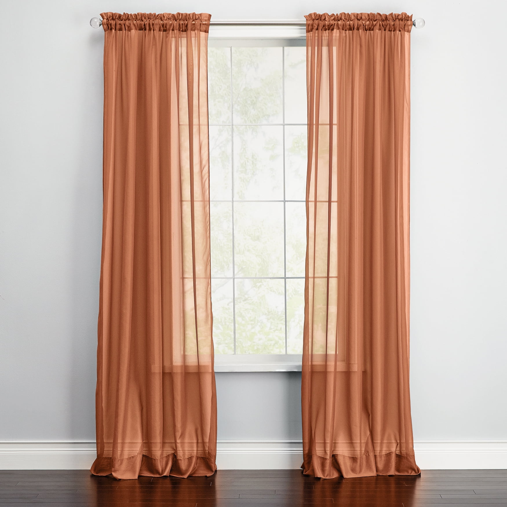 Autumn Leaves Sheer Polyester Rod Pocket Window Panel