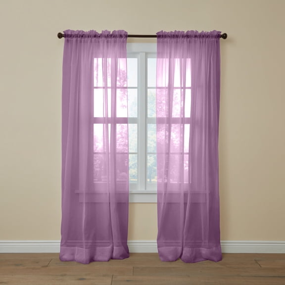 BrylaneHome BH Studio Sheer Voile Rod-Pocket Panels, Set Of 2