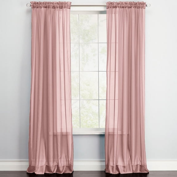 BrylaneHome BH Studio Sheer Voile Rod-Pocket Panels, Set Of 2
