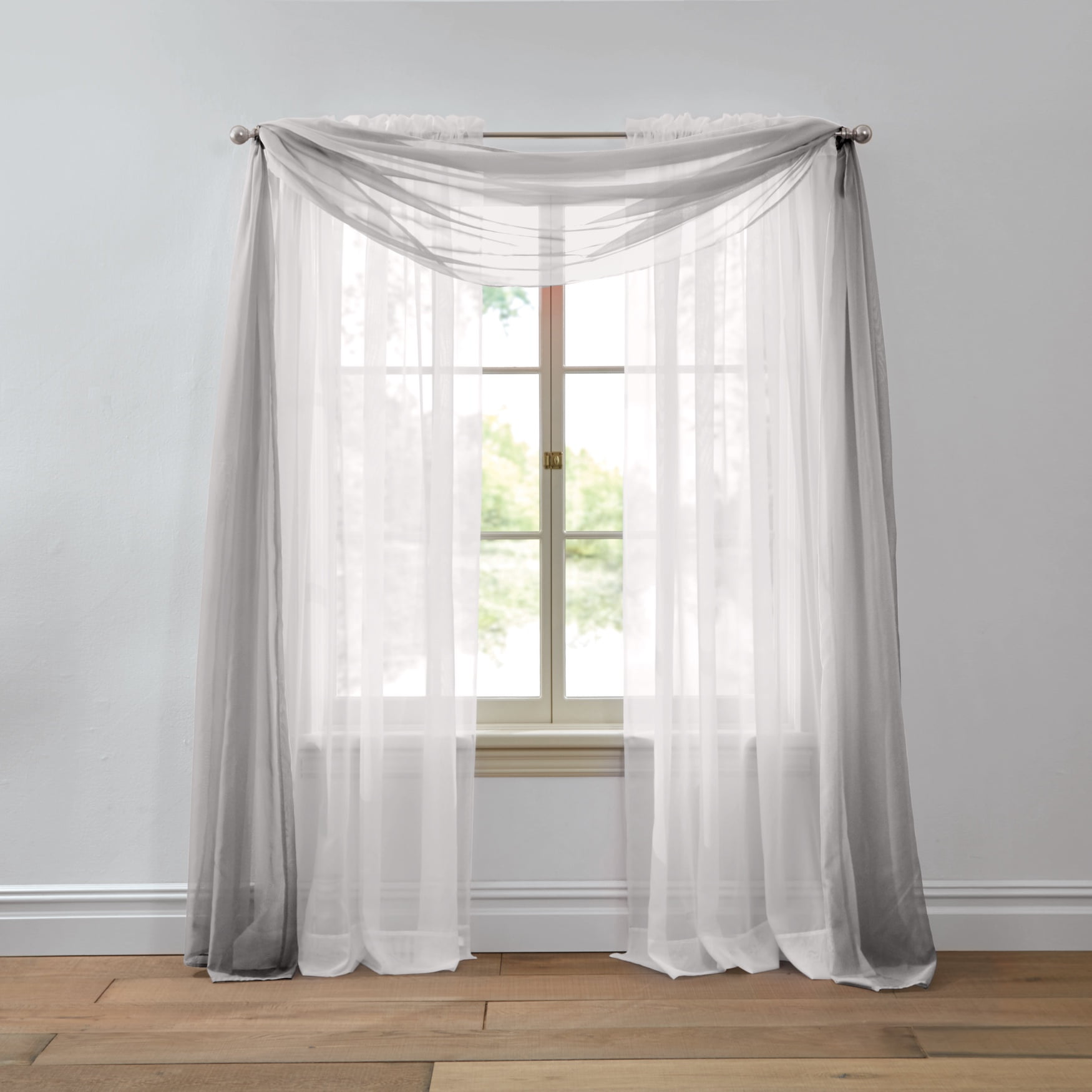 BrylaneHome BH Studio Sheer Voile Scarf Valance - Walmart.com