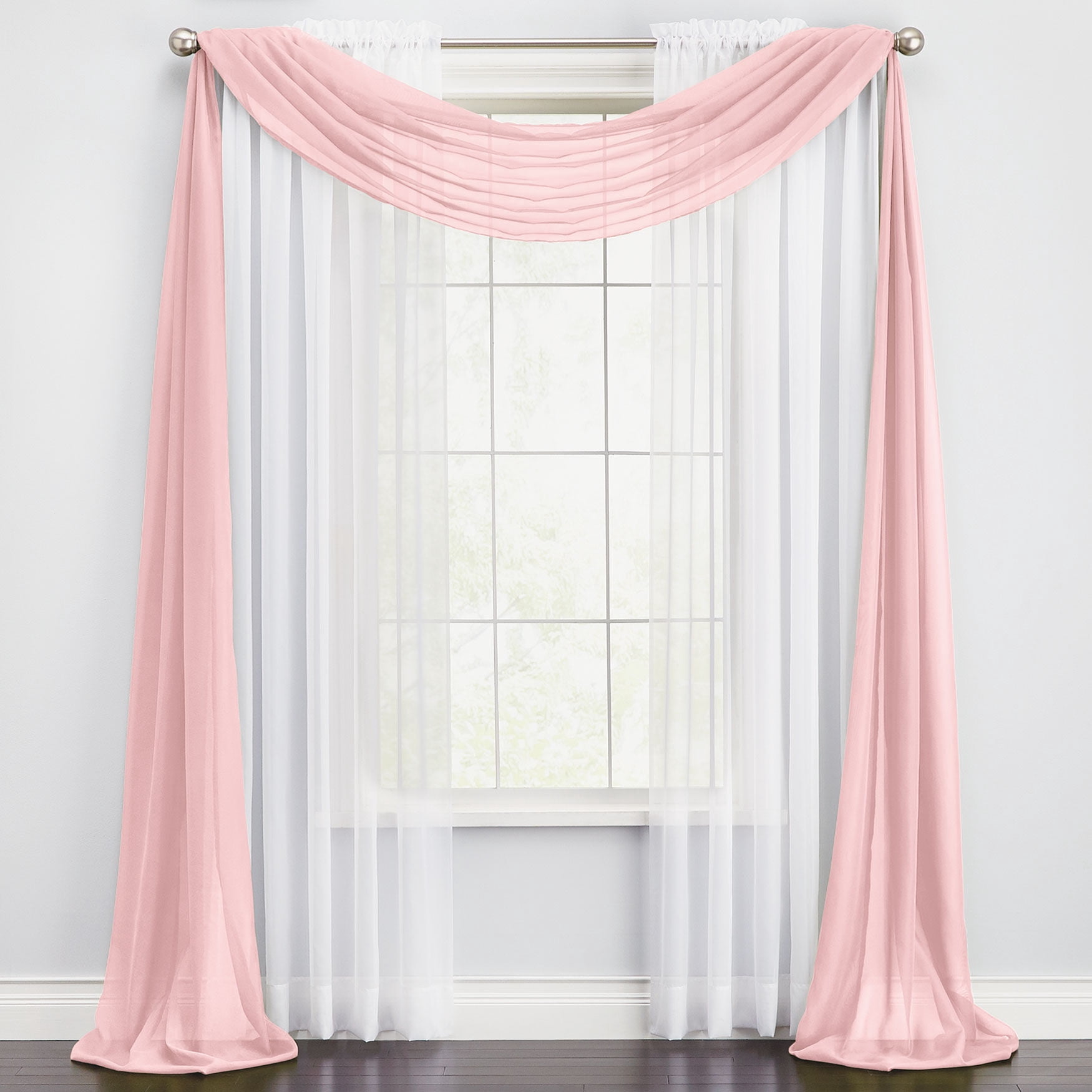 BrylaneHome BH Studio Sheer Voile Scarf Valance - Walmart.com