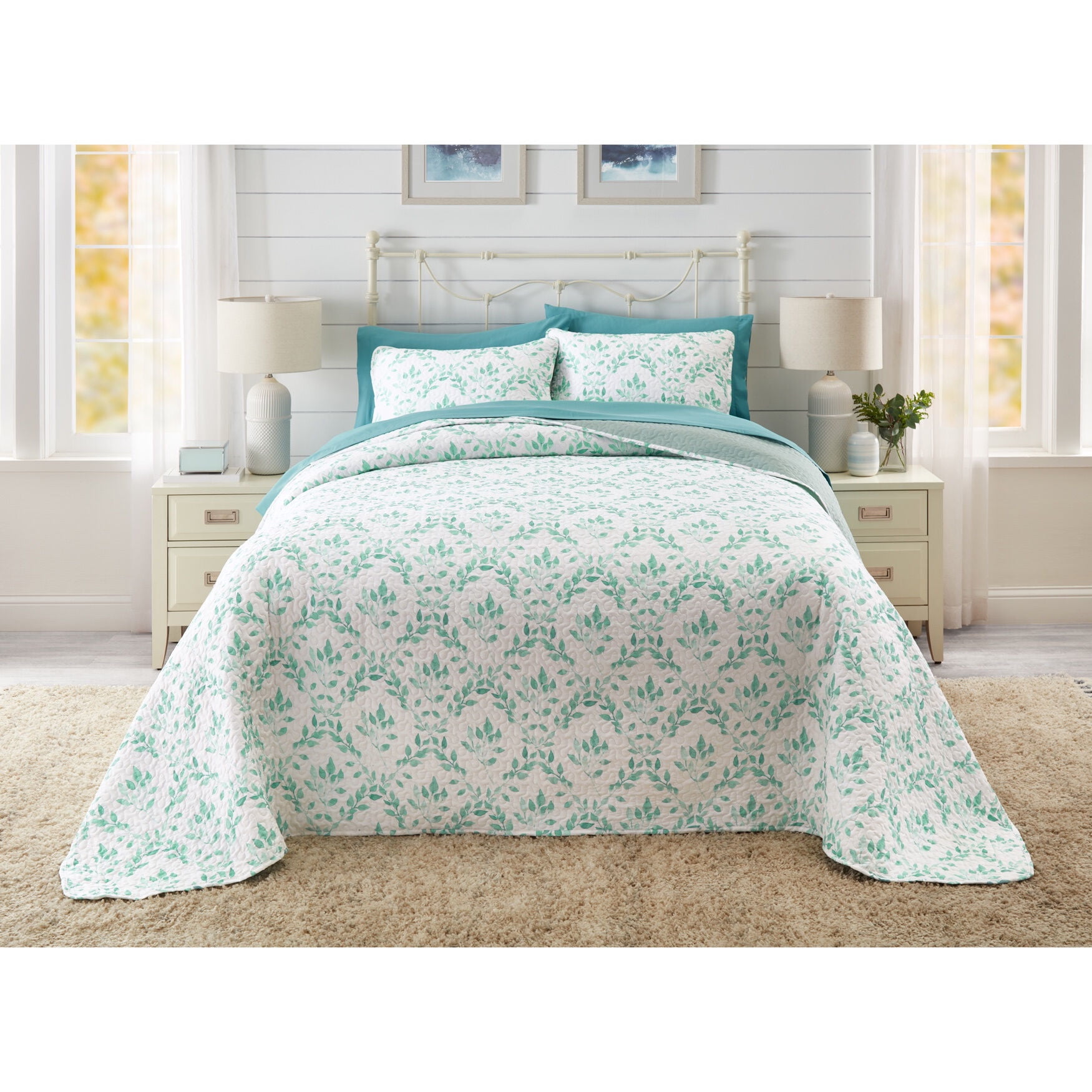 Brylanehome Patchwork Bedspread Full Soft Blue Floral