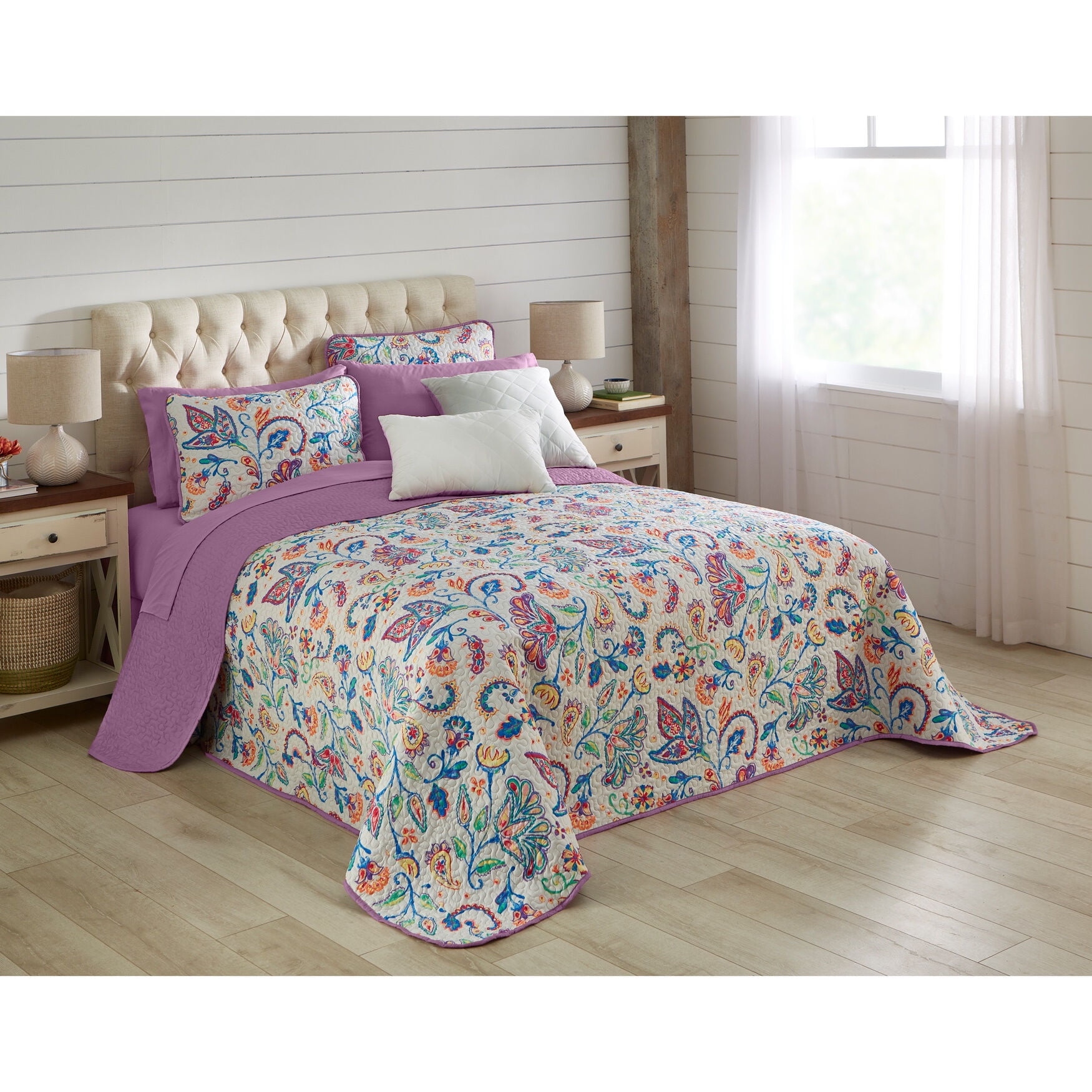 Twin Multi Floral Reversible Kids Bedspread Set