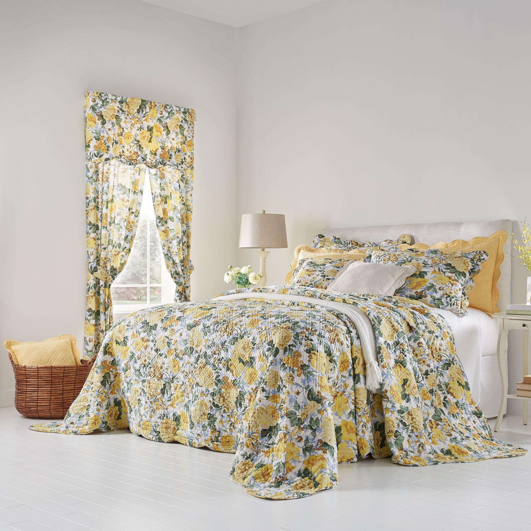Florence Oversized Floral Multi Cotton Quilted Bedspread