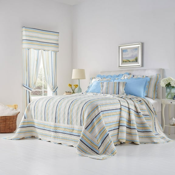 BrylaneHome Bedding Lightweight All Season Florence Quilted Oversized 100% Cotton Ultra Supreme Softness Bedspread